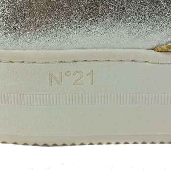 No21: Metallic Gold/Silver, Leather Bow Flatforms - Picture 6 of 11